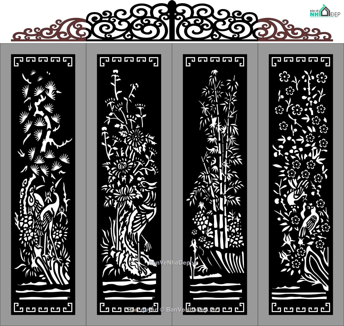 cổng tứ quý cnc,cổng tứ quý,cổng cnc tứ quý,File tứ quý cnc